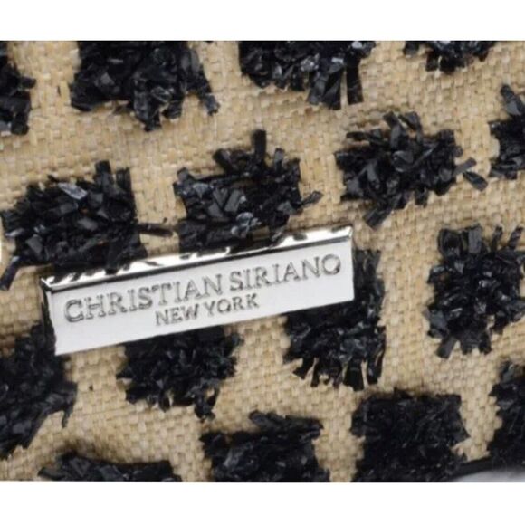 CHRISTIAN SIRIANO RAFFIA SABRINA SHOPPER HANDBAG NATURAL & BLACK ELEPHANT FOB - Picture 4 of 4